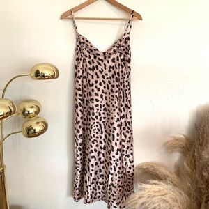 Satin Cheetah Print Slip Dress